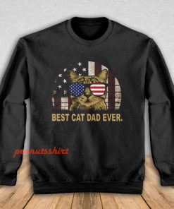 Best Cat Dad Ever American Flag Independence Day Sweatshirt