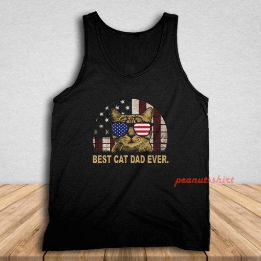 Best Cat Dad Ever American Flag Independence Day Tank Top