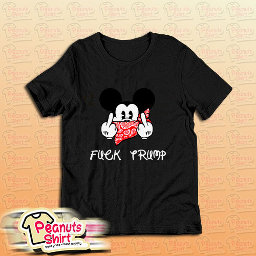 Fuck Trump Mickey Mouse Middle Finger Black T-Shirt