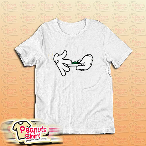 Mickey Mouse Hands Rolling Blunt Swag White T-Shirt