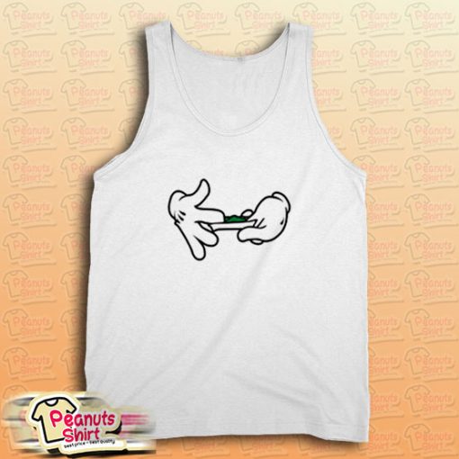 Mickey Mouse Hands Rolling Blunt Swag White Tank Top