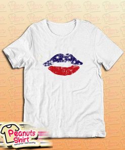 4th Of July Independence Day Flag Lips T-Shirt