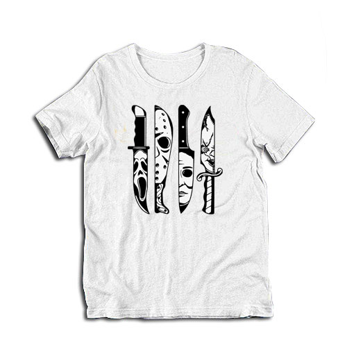 Horror Movie Characters in Knives T-Shirt